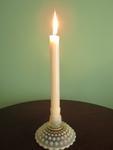 This candle is a beautiful reminder of our loved one who can't be with us today.