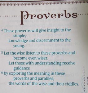 Proverbs is one of the Books of Wisdom in the Bible.